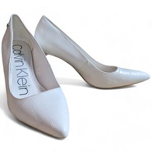 Calvin Klein Heels Nilly Pointed Toe Classic White Pumps women ✅ Size 7.5